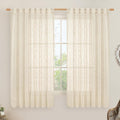 LAMIT Linen Curtains 63 Inch for Bedroom, Light Filtering Neutral Semi Sheer by LAMIT