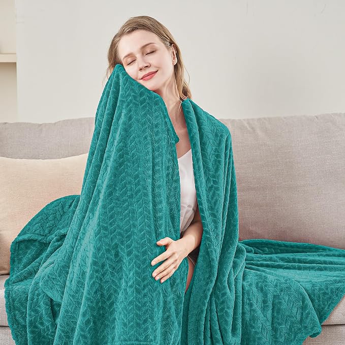 inhand Teal Fleece Twin Blanket, Super Soft Flannel Cozy Blankets - Image 7