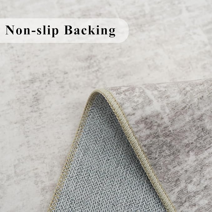Washable 4x8 Hallway Area Rug: Abstract 8ft Water Resistant Soft Entry Kitchen - Image 3
