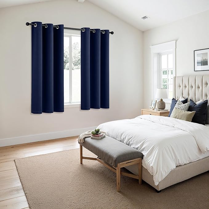 MIULEE Blackout Curtains for Bedroom 2 Panels 40 x 50 Inch Long Navy Blue | - Image 6