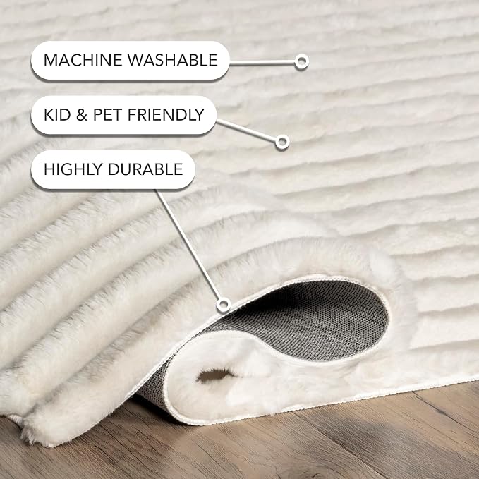 Nuloom SuperiorWash Collection Kai Off-White, Fluffy and Cozy, High Traffic - Image 6