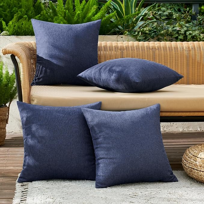 MIULEE Pack of 4 Decorative Outdoor Throw Pillow Covers Linen Waterproof Pillow - Image 3
