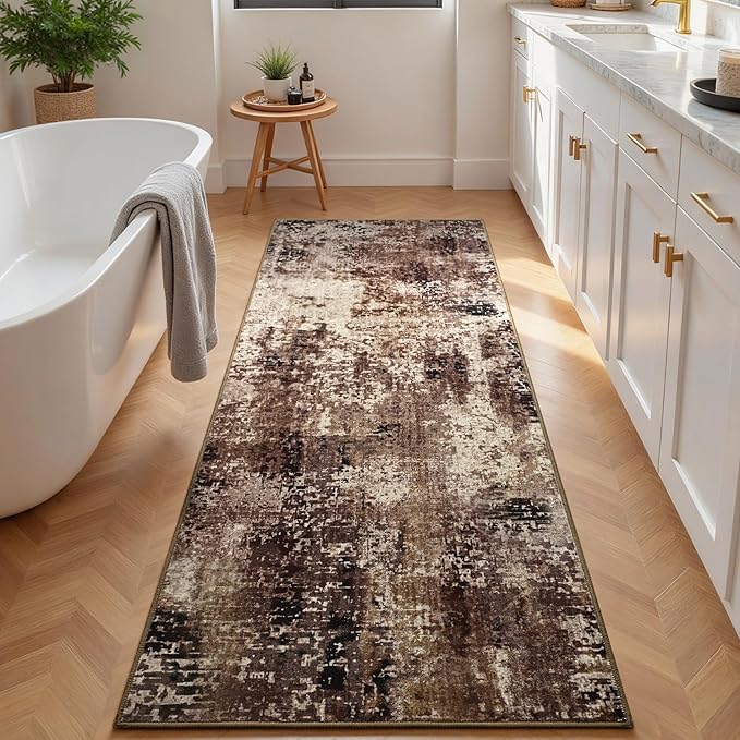 2x6 Brown Rug Runners for Hallways Kitchen Runner Rug Non Slip Washable Coffee - Image 4