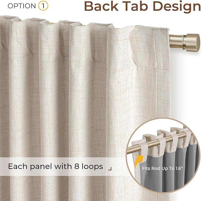 INOVADAY 100% Blackout Curtains 90 Inches Length 2 Panels Set, Back Tab/Rod - Image 3