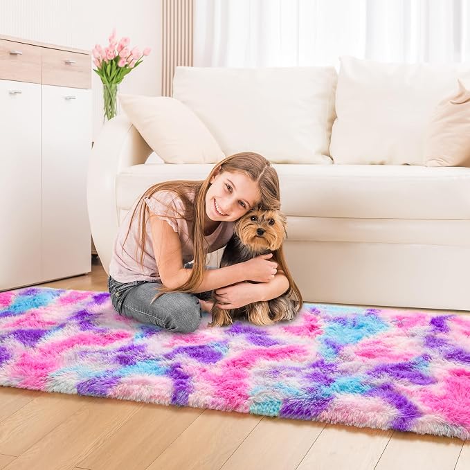 Tepook Soft Rainbow Rug for Girls Room, Cute Fluffy Girls Bedroom Rugs - Image 5