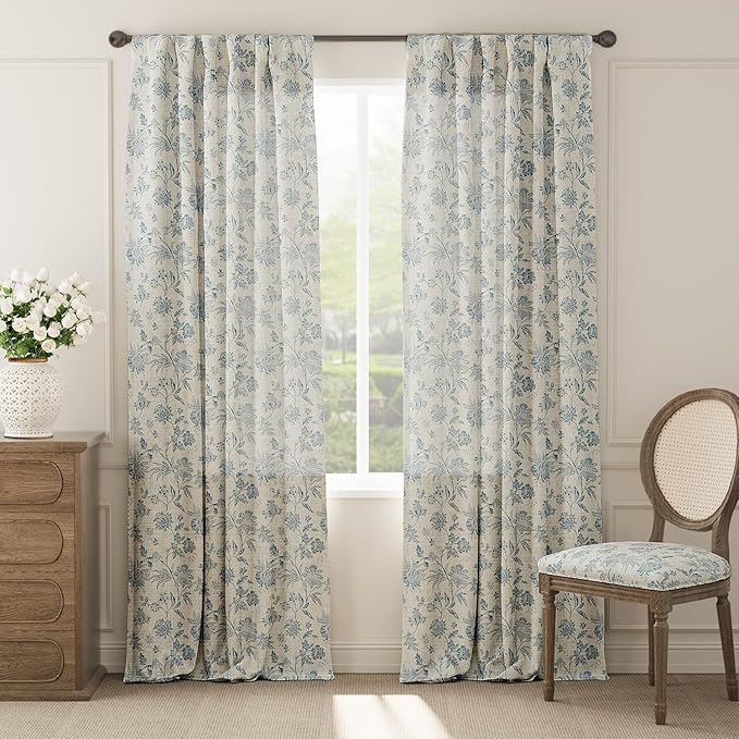 jinchan Linen Floral Curtains for Living Room - Image 2