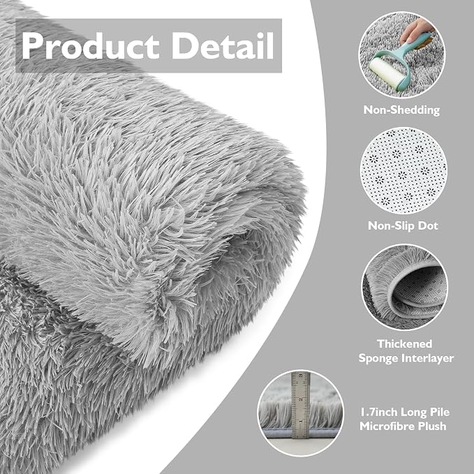 6x9 Fluffy Area Rug for Living Room, Shag Area Rugs for Bedroom - Image 3