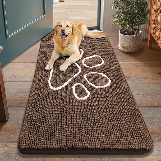 Smiry Dog Door Mat for Muddy Paws, Absorbent Dirt Trapper Non Slip Quick Dry by Smiry