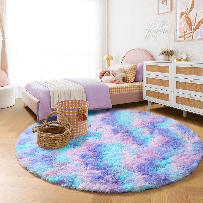 Amdrebio Purple Rainbow Round Rug 6Ft - Image 4