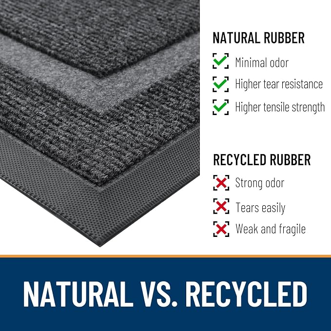 OLANLY Front Door Mat Outside 59x23, All-Season Heavy-Duty Rubber Doormat | Grey - Image 4