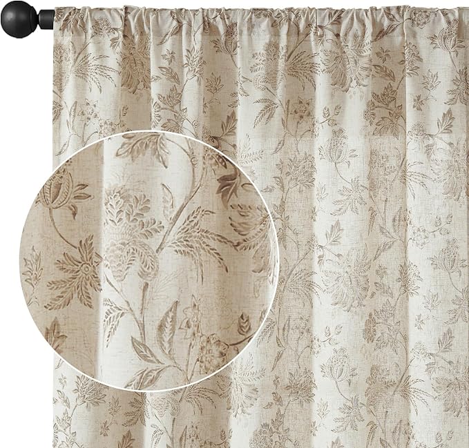 jinchan Linen Floral Curtains for Living Room - Image 9