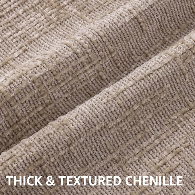 decorUhome Oatmeal Chenille Throw Pillow Covers 20x20 Set of 2 Textured Soft - Image 2