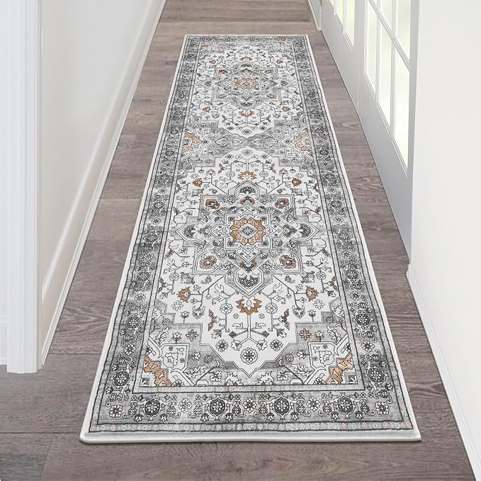 HEBE Hallway Runner Rug 2'x6' Washable Vintage Distressed Area Rugs Non Slip by HEBE