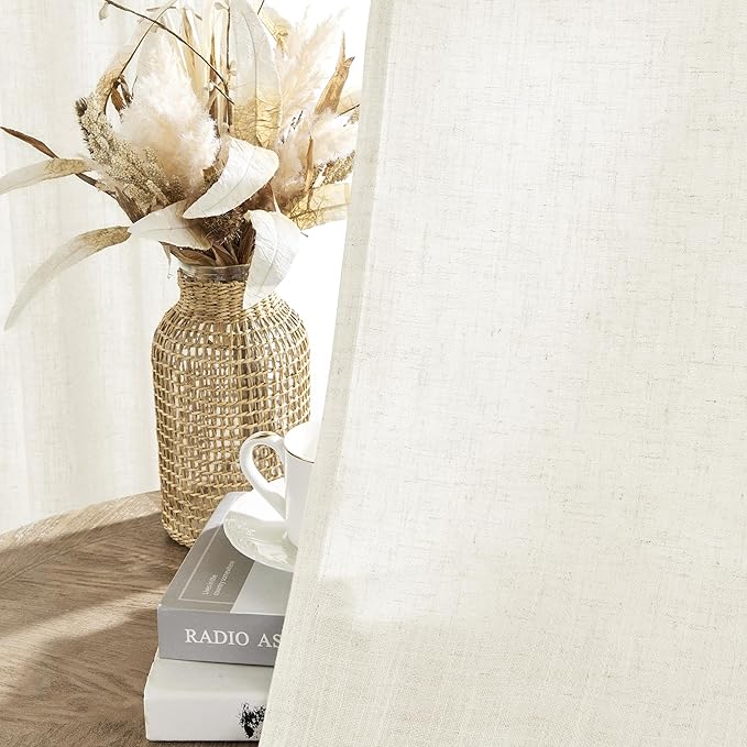 Joydeco Linen Curtains 2 Panel Set, Light Filtering, Ivory on Linen Curtains 84 - Image 5