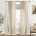 Faux Linen Beige Curtains 94 inches Long by Jolilight