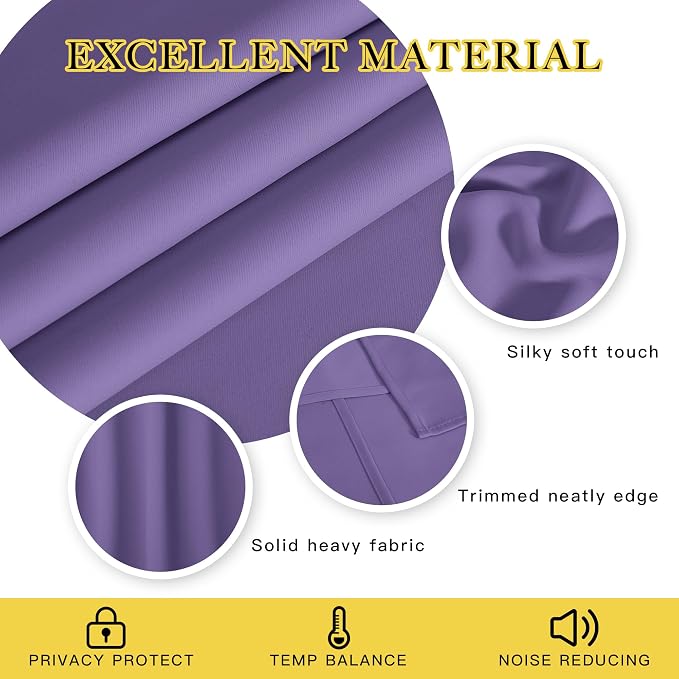 NICETOWN Lilac Purple Blackout Curtains - Image 2