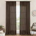 LAMIT Dark Brown Sheer Linen Curtains, 108 inch Light Filtering Semi Sheer by LAMIT