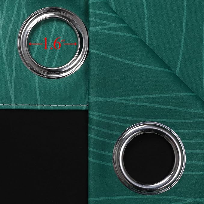 Estelar Textiler Green and Greyish White Blackout Curtains 45 Inch Length - Image 7