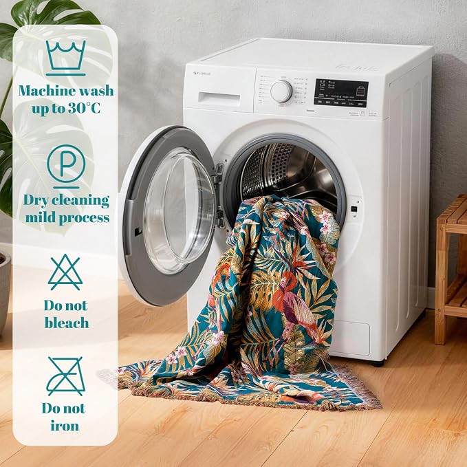 MSGKV Boho Throw Blanket for Couch 50"x60" 100% Cotton Jungle Animal Blanket - Image 8