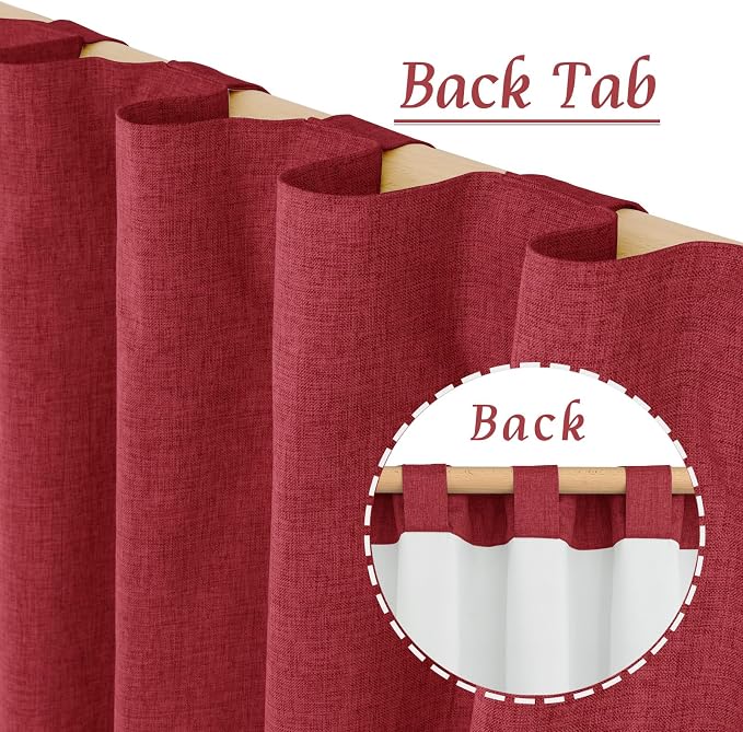 Red 100% Blackout Linen Curtains 84 Inch - Image 6