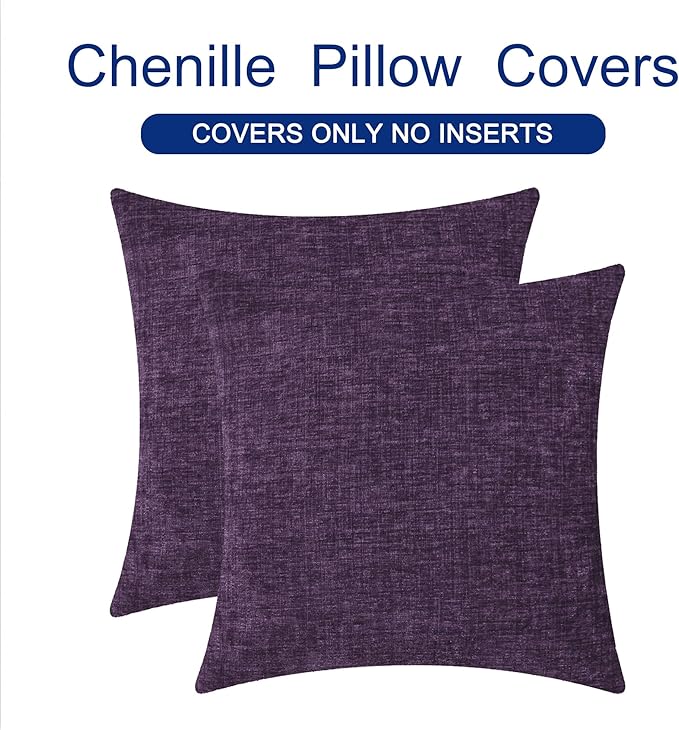 CaliTime Throw Pillow Covers Decorative 16 X 16 Inches Pack of 2 Cozy Chenille - Image 6