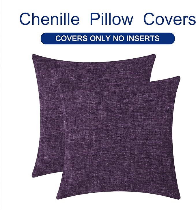 CaliTime Throw Pillow Covers Decorative 20 X 20 Inches Pack of 2 Cozy Chenille - Image 6
