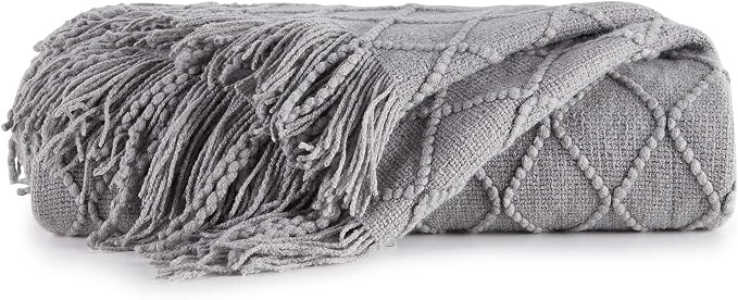BOURINA Light Grey Throw Blanket 60x80 Inches Throw Textured Solid Soft Sofa - Image 6
