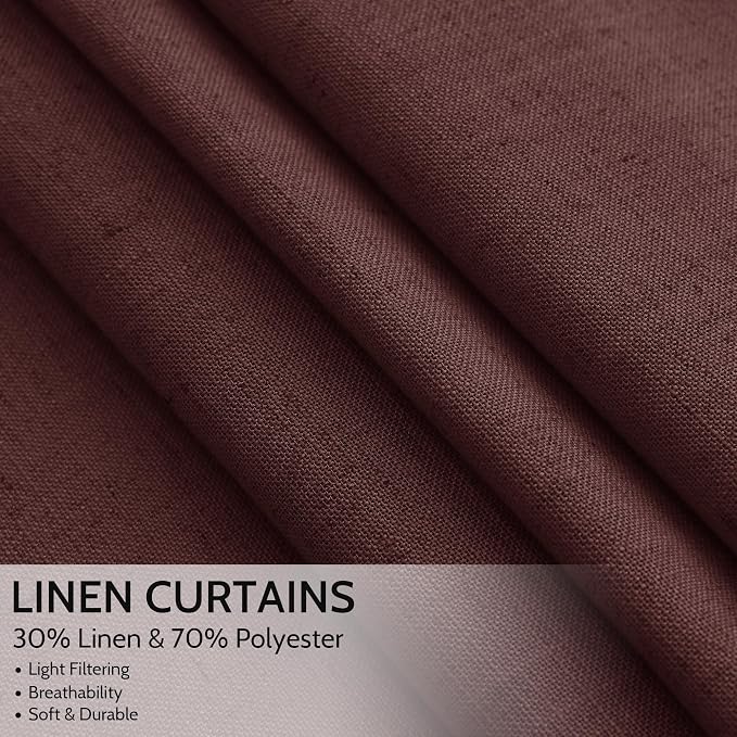 Reddish Brown Linen Curtains 72 Inch Long - Image 2