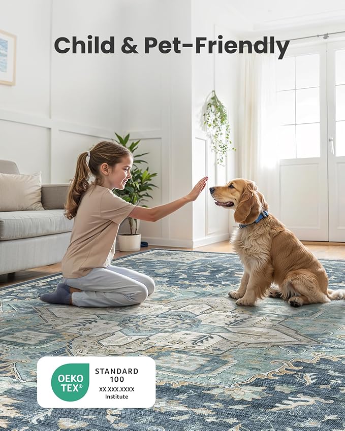 AMADA HOMEFURNISHING 2x3 Washable Area Rug, Low-Profile Entryway Rug - Image 4