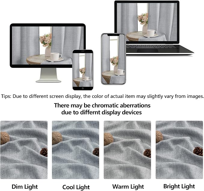 OWENIE Grey Valances for Windows 1 Pcs 24 Inch Length, Light Filtering Textured - Image 9