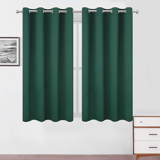 LEMOMO Blackout Curtains 52 x 45 inch/Green Curtains Set of 2 Panels/Thermal by Lemomo