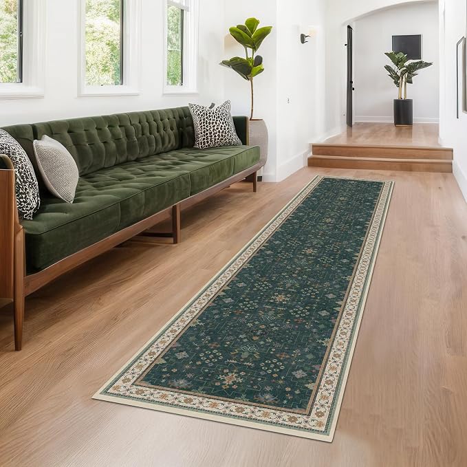 Hazo Haus Vintage Dark Green 2x10 Hallway Runner Rug - Image 3
