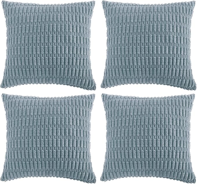 Fancy Homi 4 Packs Boho Light Blue Decorative Throw Pillow Covers 22x22 Inch - Image 6