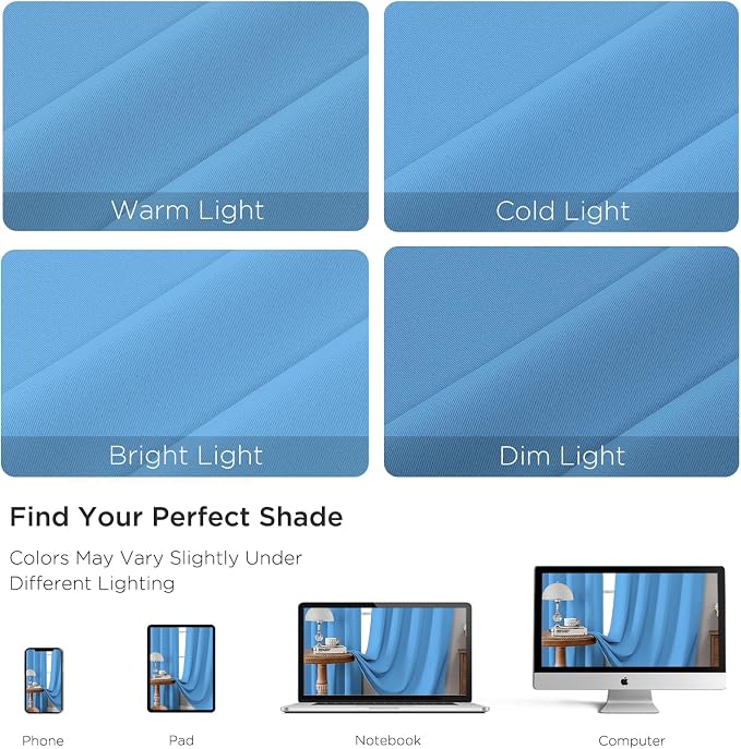CUCRAF Light Blue Blackout Curtains Customize, Rod Pocket Room Darkening Curtain - Image 4