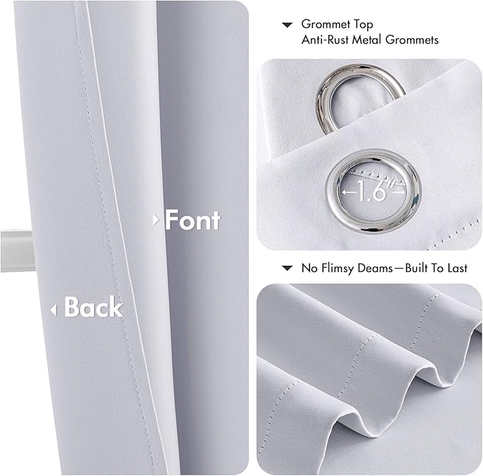MIULEE Blackout Curtains for Bedroom 2 Panels 40x84 Inch Long Greyish White | - Image 4