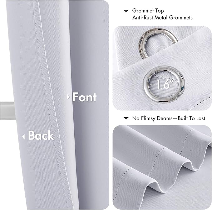 MIULEE Blackout Curtains for Bedroom 2 Panels 40x63 Inch Long Greyish White | - Image 4