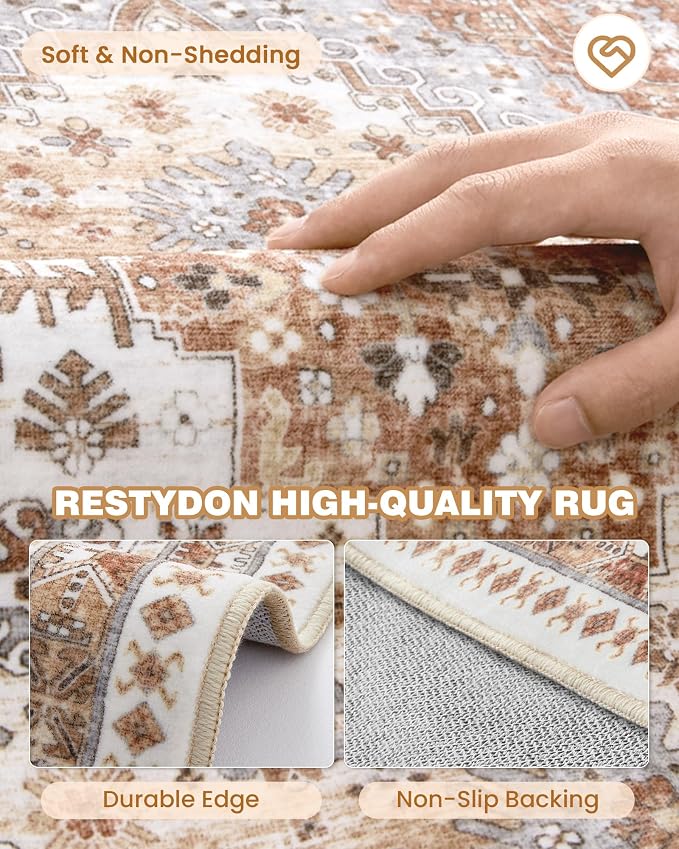 4x8 Rug for Bedroom, Wide Runner Rug for Hallway, Non Slip Washable Runner Rug - Image 5