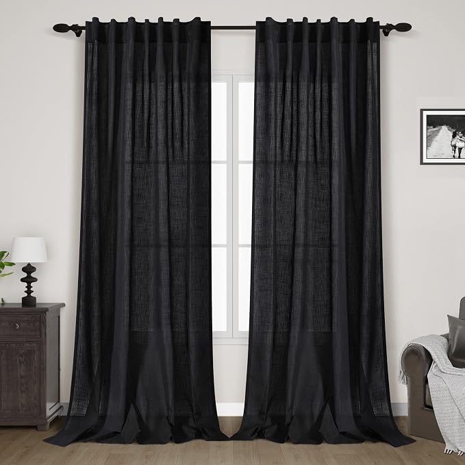 Nanspring Black Extra Long Curtain 130 inches Long 2 Panels Set by Nanspring
