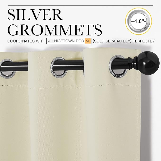 NICETOWN Long Curtains for Windows, Eyelet Top Room Darkening Panels/Drapes for - Image 3