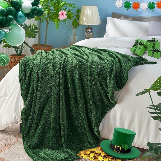 inhand Fleece Twin Blanket for Bed Green Throw Blanket for Couch Super Soft - Image 3