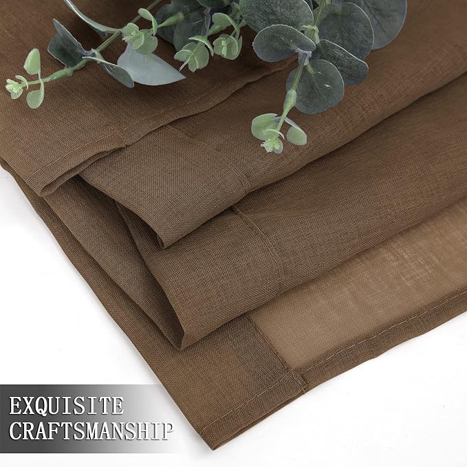 Tollpiz Sheer Tier Curtain Linen Textured Half Kitchen Curtains Sheer Light - Image 7