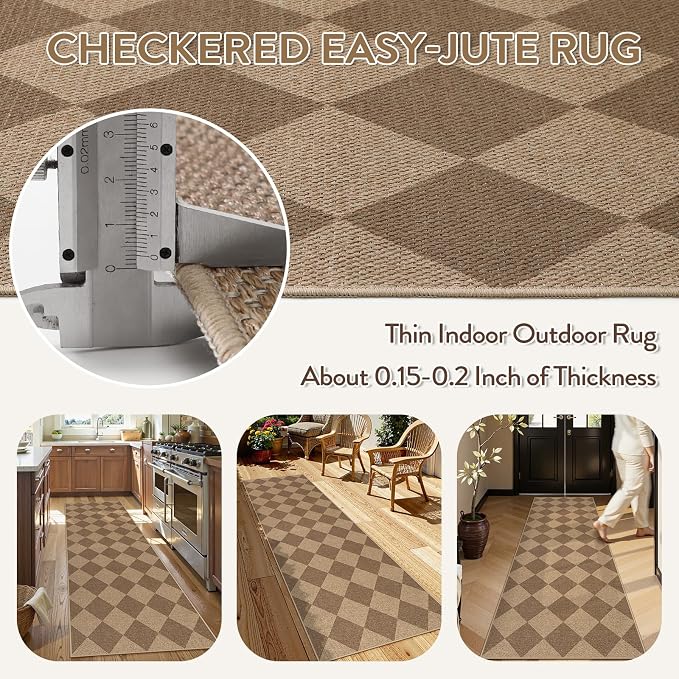 Lahome Checkered Easy Runner Rug, 2x8 Carpet Runners - Image 6