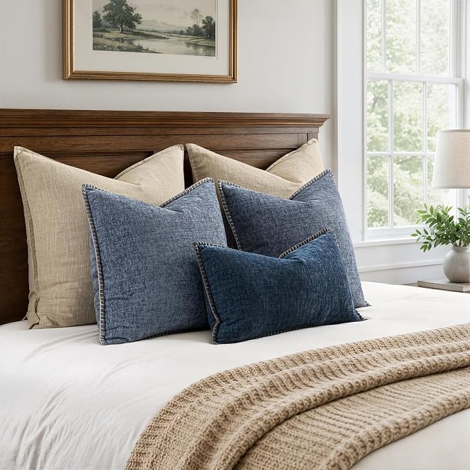 MIULEE Decorative Couch Throw Pillow Covers 16x16 in Dark Grey Blue 2 Pack | - Image 6