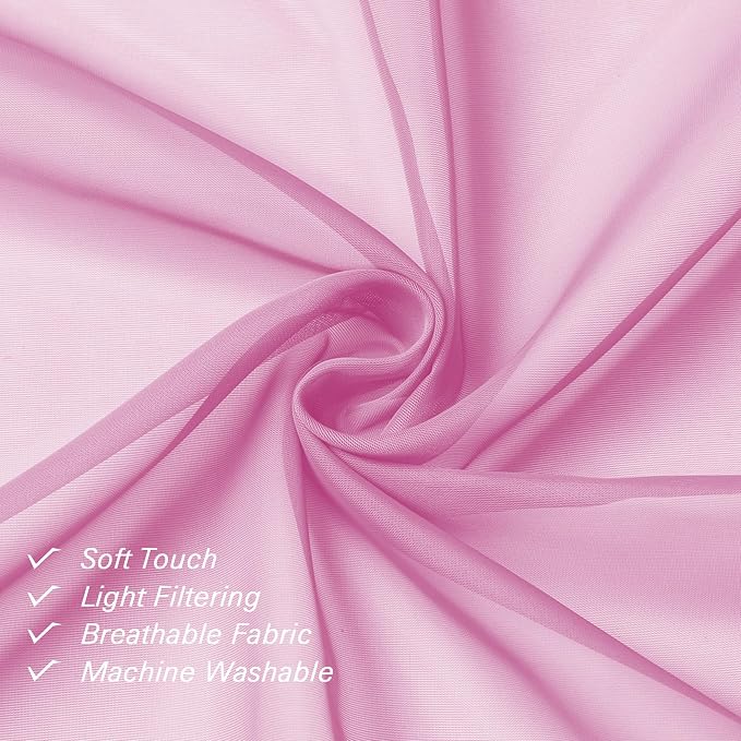 Lecloud Light Pink Sheer Curtains 78 Inches Long 2 Panels Set, Soft Voile Light - Image 7