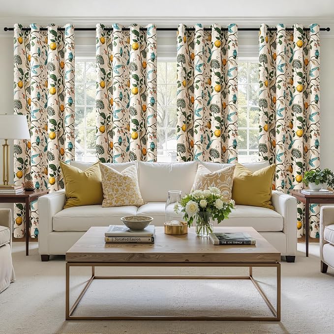 Topfinel Beige Floral Curtains 63 Inch Length 2 Panels Aesthetic Unique Rustic - Image 5