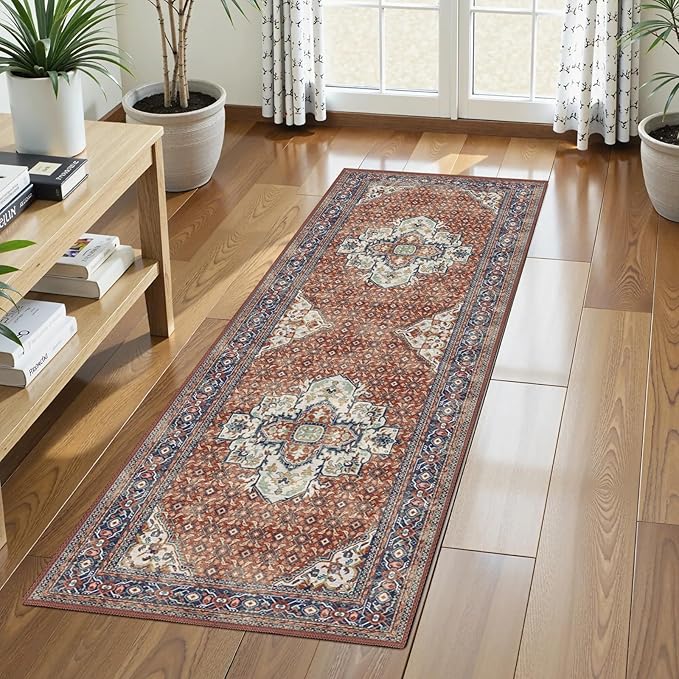 Washable Area Rug 2'6'' x 8' Vintage Traditional Persian Mat by Unknown