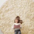 OLANLY Cream Round Rugs for Bedroom by OLANLY