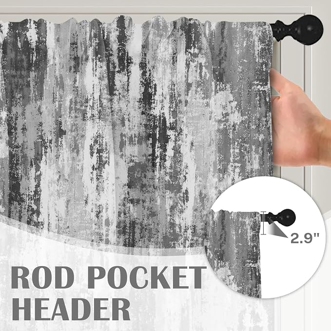 Emvency 4 Pack Valances Window Treatments, Abstract Modern Grey Grunge - Image 5