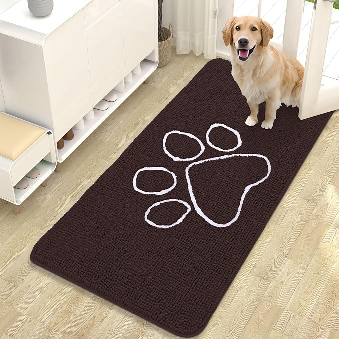 OLANLY Dog Door Mat for Muddy Paws 47x24, Paw Print Design, Absorbs Moisture by OLANLY