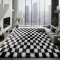 Large Area Rugs for Living Room Bedroom, 9x12 Black and White Fluffy Soft by Boshengya